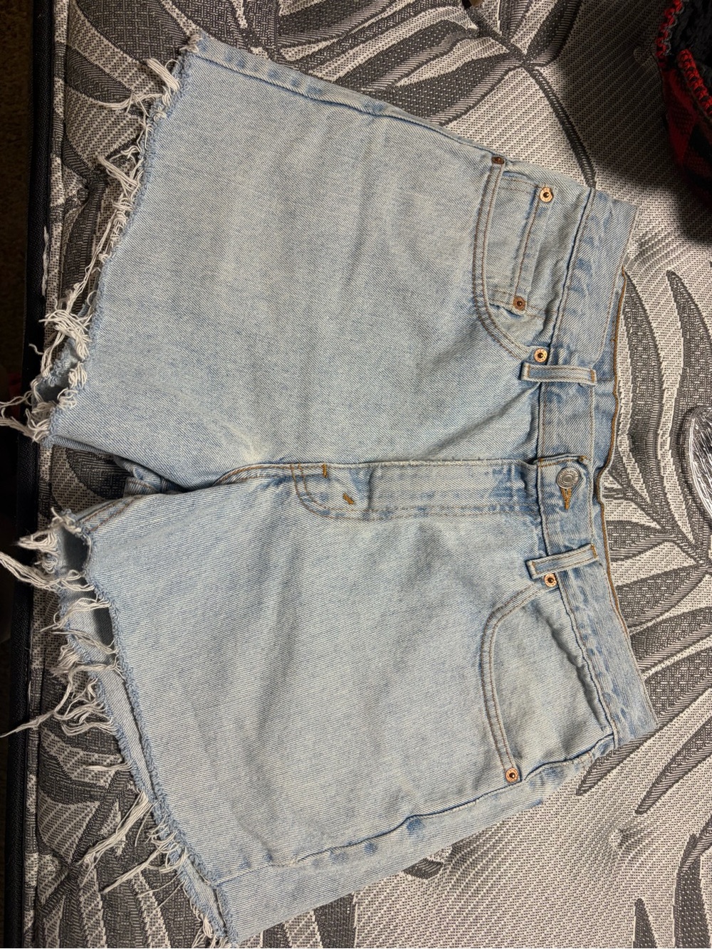 Levi's 550 Light Blue Denim Frayed Cutoff Shorts
